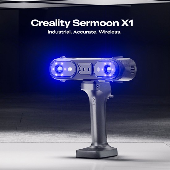 اسکنر سه بعدی کریلیتی Creality Sermoon X1 مجهز به فتوگرامتری فیبر کربن و ۳۴ خط لیزر آبی دقت ۰.۰۲ میلی متر بدنه سی ان سی