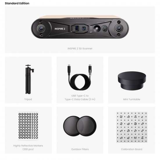 اسکنر سه بعدی ریواپوینت Revopoint INSPIRE 2 مجهز به لیزر چندخطه مادون قرمز و دقت ۰.۰۳ میلی متر سبک دستی