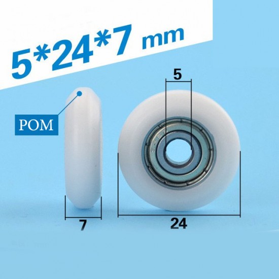 چرخ POM با یک عدد بلبرینگ 625zz سایز 5x24.5x7