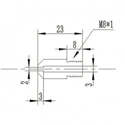 نازل 2mm فولاد ضد زنگ با سر رزوه M8 و ورودی 3 میلی متر